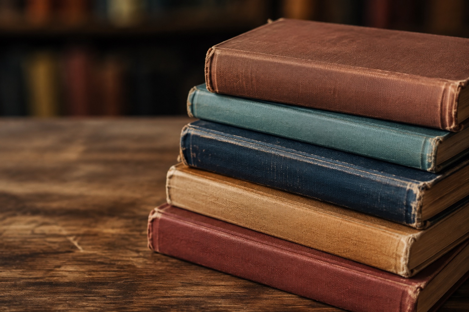 AI-generated concept: Stack of clothbound books