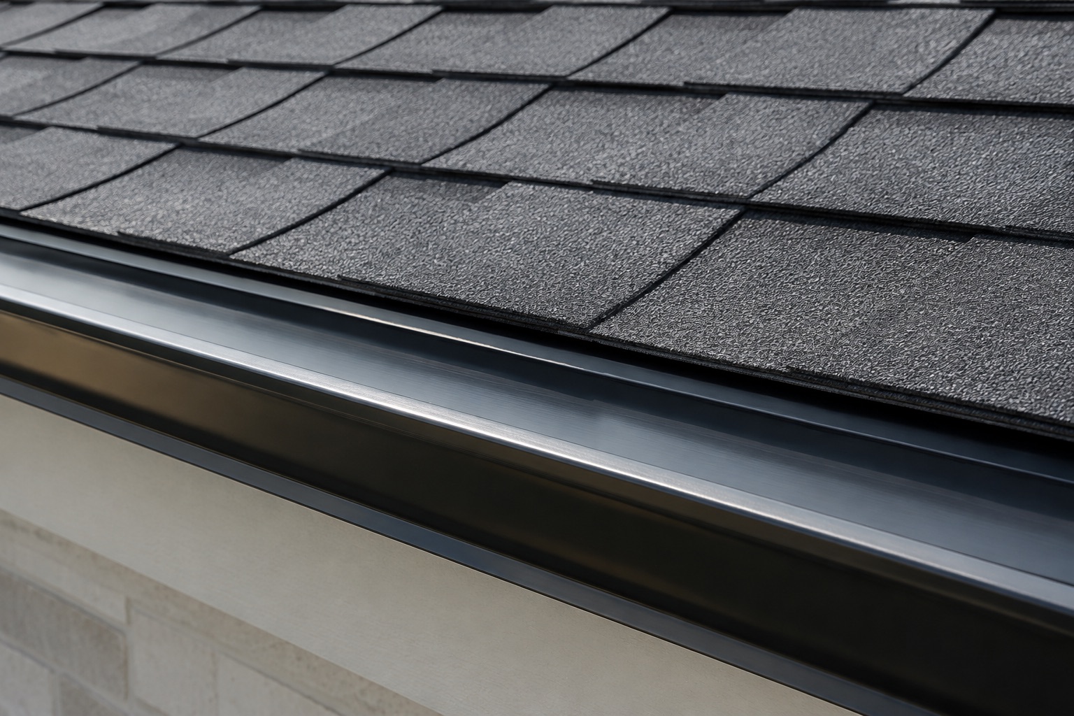 AI-generated concept: Shingles and a gutter edge in close detail