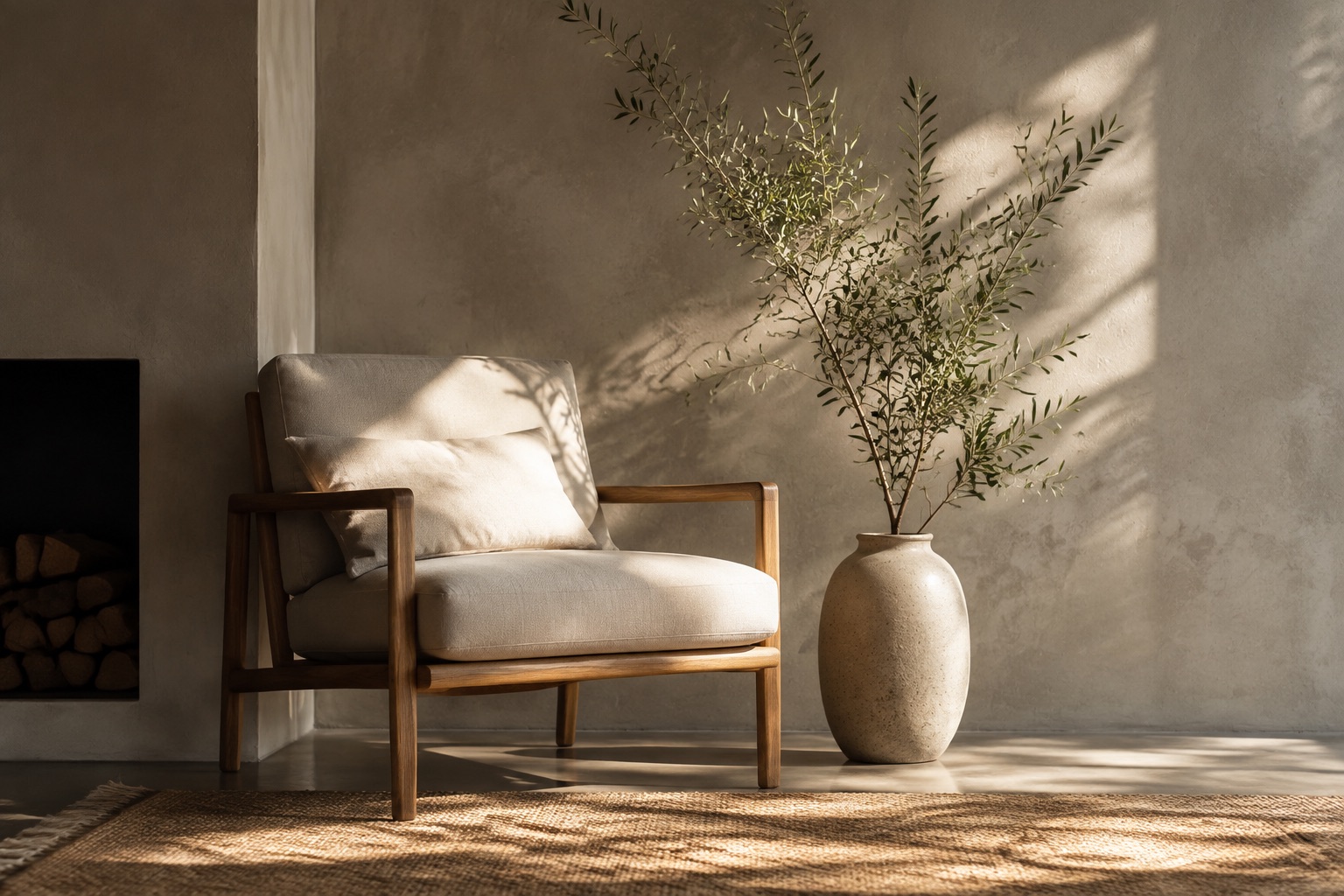 AI-generated concept: Armchair in a softly lit studio corner