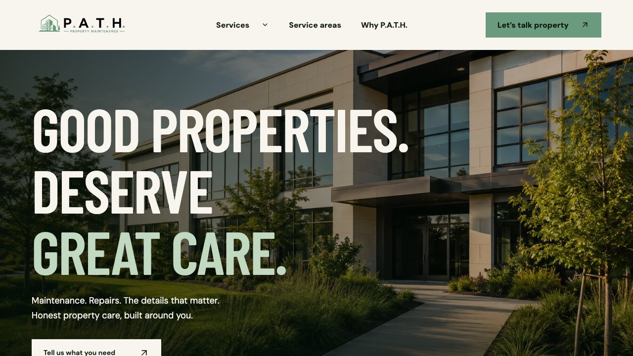 P.A.T.H. Property Maintenance website homepage