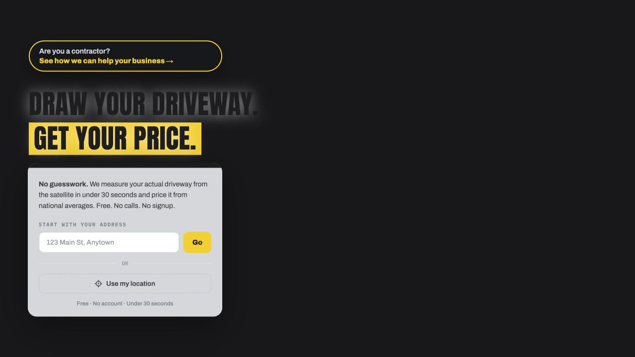 PavingCalc pricing and estimating tools website homepage